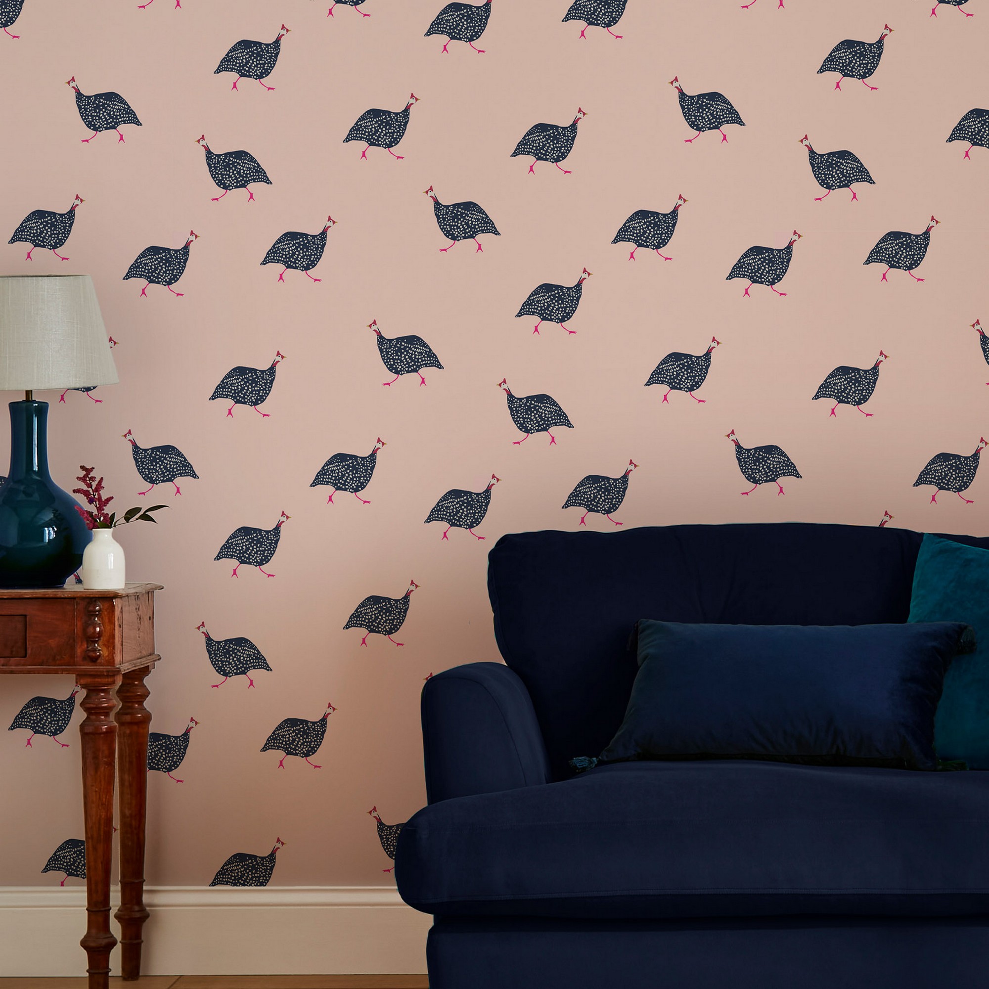 Guinea Fowl Wallpaper 118566 By Joules In Blush Pink